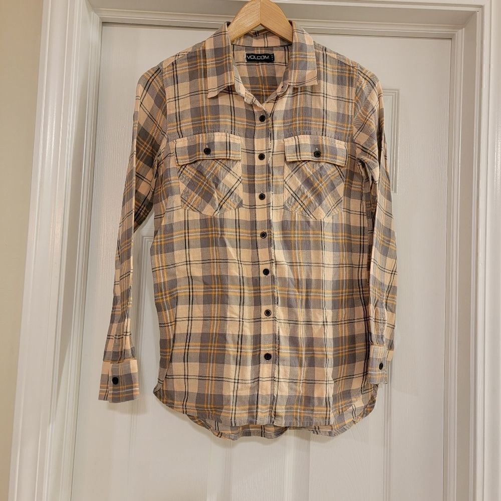 Volcom Long Sleeve Plaid Button Down Don't Mess S… - image 2